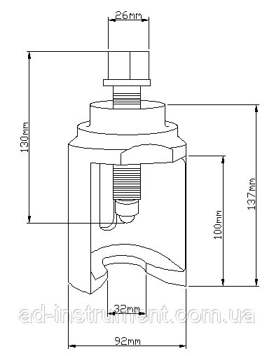 Съемник шаровой опоры для грузовиков, ширина зева 32 мм. A1112 H.C.B - фото 2 - id-p1698626776