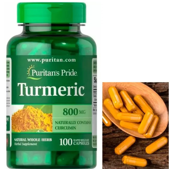 Екстракт кореня куркуми Puritan's Pride Turmeric 800 mg 100 капсул, фото 1