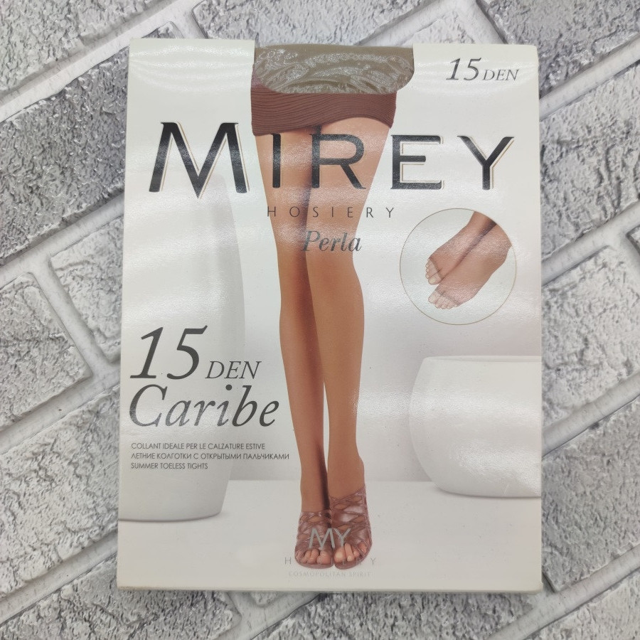 Капронові колготки без пальчиків Mirey CARIBE 15ден №4 (glace) без шортиків плоскі шви відкритий мисок 30031248, фото 1