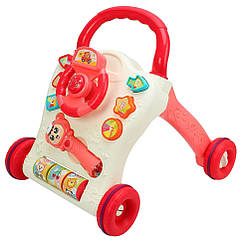 Дитячі ходунки-каталка Limo Toy 698-62-63 з музикою і світлом Рожевий