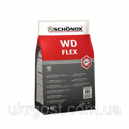 Фуга Затирка для швів Цементна Еластична SCHONOX WD Flex Білий 5 кг (582582), фото 1
