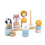 Дерев'яний сортер-пірамідка Viga Toys Звірі, фото 7