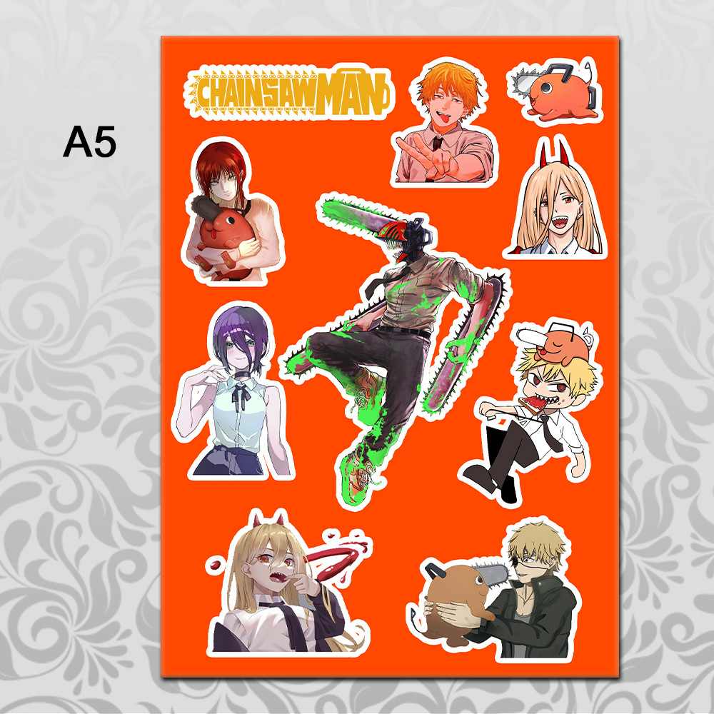 Стікери А5 Аніме Chainsaw man без порізки 01