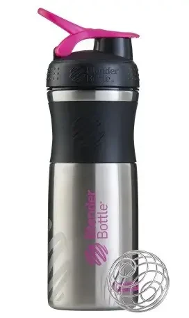 Спортивная бутылка-шейкер BlenderBottle SportMixer Stainless Steel Pink 28oz/820ml (из нержавеющей пищевой