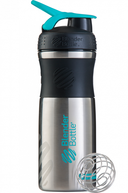 Спортивная бутылка-шейкер BlenderBottle SportMixer Stainless Steel Cyan 820ml (из нержавеющей пищевой cтали)