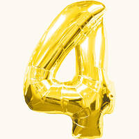 Куля цифра "4" Колір: Золото. Розмір: 40"(100 см). Пр-во: FlexMetal (Іспанія)