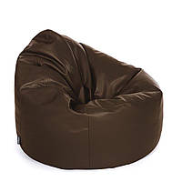 Бескаркасное кресло-мешок Груша со съемным чехлом MeBelle AIR, размер M, износостойкий темно-коричневый кожзам
