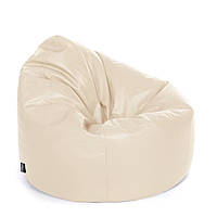 Бескаркасное кресло-мешок Груша со съемным чехлом MeBelle AIR, размер M, износостойкий бежевый молочный кожзам