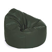 Бескаркасное кресло-мешок Груша со съемным чехлом MeBelle AIR, размер M, износостойкий темно-зелёный кожзам