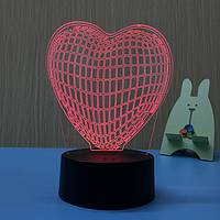3D світильник-нічник «Серце» Creative 3D 7 кольорів