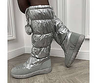 Жіночі дутики чоботи - на хутрі Аляска срібні 38 - 24.5 см.