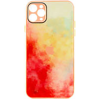 Чехол для Apple iPhone 11 Pro (5.8"") - TPU+Glass Impasto abstract (Red yellow)