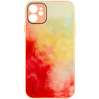 Чехол TPU+Glass Impasto abstract для Apple iPhone 12 (6.1"") (Red yellow)