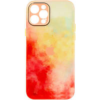 Чехол для Apple iPhone 12 Pro Max (6.7"") - TPU+Glass Impasto abstract (Red yellow)