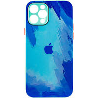 Чехол для Apple iPhone 12 Pro Max (6.7"") - TPU+Glass Impasto abstract (Blue)