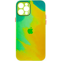 Чехол для Apple iPhone 12 Pro Max (6.7"") - TPU+Glass Impasto abstract (Yellow green)