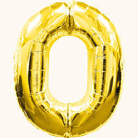 Куля цифра "0" Колір: Золото. Розмір: 40"(100 см). Пр-во: FlexMetal (Іспанія)