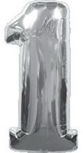 Куля цифра "1" Колір: Срібло. Розмір: 40"(100 см). Пр-во: FlexMetal (Іспанія)