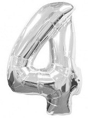 Куля цифра "4" Колір: Срібло. Розмір: 40"(100 см). Пр-во: FlexMetal (Іспанія)