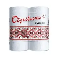 Рушники паперові Обухівський, 17г/м, 2 шари, білі, 2 шт