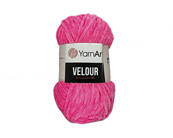 Пряжа для в'язання YarnArt Velour. 100 г. 170 м. Колір — яскраво-рожевий 860