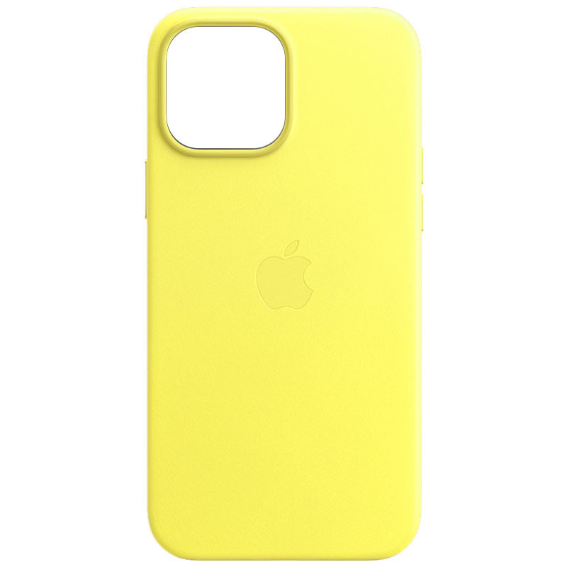 Шкіряний чохол для Apple iPhone 12 Pro / 12 (6.1"") - Leather Case (AA) with MagSafe (Yellow), фото 1