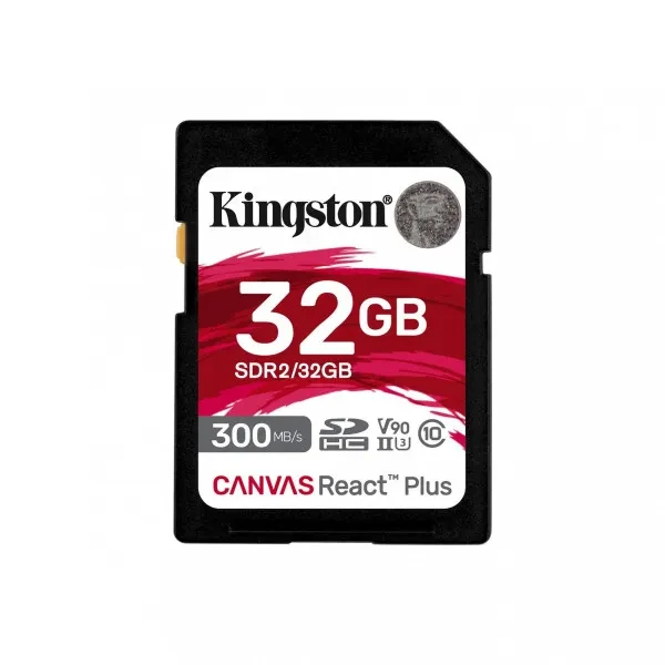Карта памяті Kingston 32GB Canvas React Plus SDHC UHS-II 300R/260W U3 V90 for Full HD/4K/8K EAN