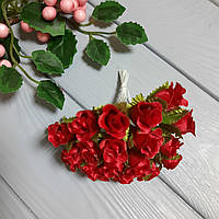Троянди з тканини бордові на дротах 2 см (20 шт.)