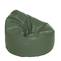 М'яке крісло-мішок груша пуф зі знімним чохлом MeBelle AIR, розмір L, зносостійкий шкірзамінник темно-зелений хакі