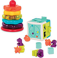 Подарочный игровой набор пирамидка сортер умный куб 2 игрушки Бизикуб Баттат Battat