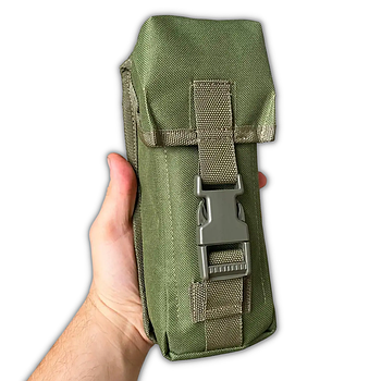 Підсумок для двох магазинів із клапаном на систему Molle, (28х9х7 см), Хакі / Підсумок закритого типу з фастексом