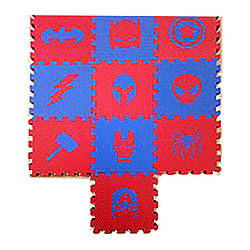 Килимок мозаїка Супергерої Limo Toy M 6251, 10 пазлів Червоний, World-of-Toys