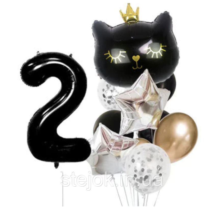 Набір куль у стилі Кішечка, meow party чорна