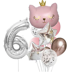 Набір куль у стилі Кішечка, meow party рожева