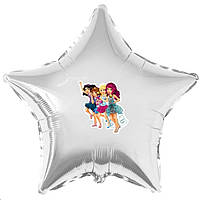 Наклейка "Лего Френдс" на кулю 18" 4 дівчинки / дівчатка (поштучно, без кулі)