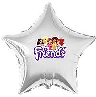 Наклейка "Лего Френдс" дівчатка+лого на кулю 18" (поштучно, без кулі)