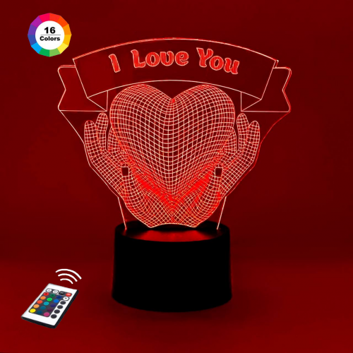3D світильник нічник з пультом "Серце 3" 3DTOYSLAMP, фото 1