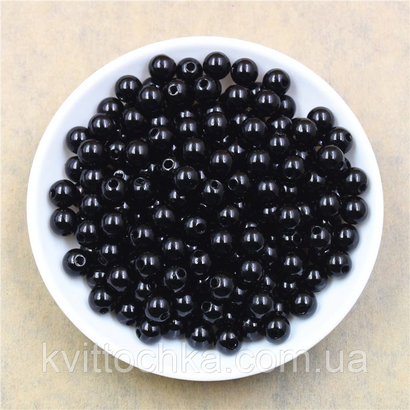 (20 грамів) Перли намистини пластик 4 мм (20 грамів) (Е5650 шт.), чорний