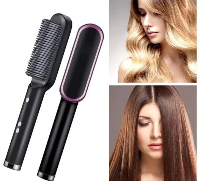 Гребінець — випрямляч для волосся Чорна Hair Straightener HTQ-909, фото 1