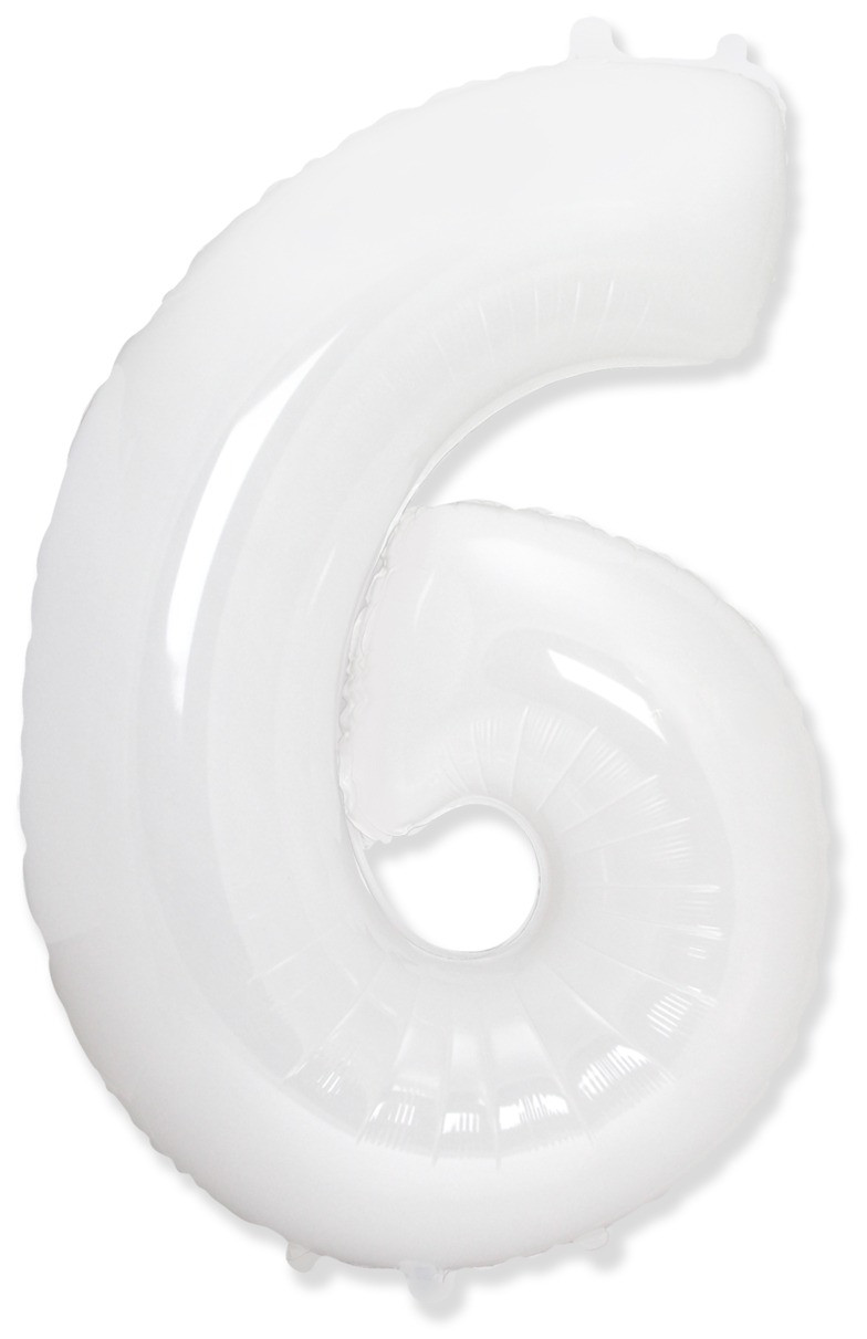 Куля цифра "6" Колір: Білий. Розмір: 40"(100 см). Пр-во: FlexMetal (Іспанія)