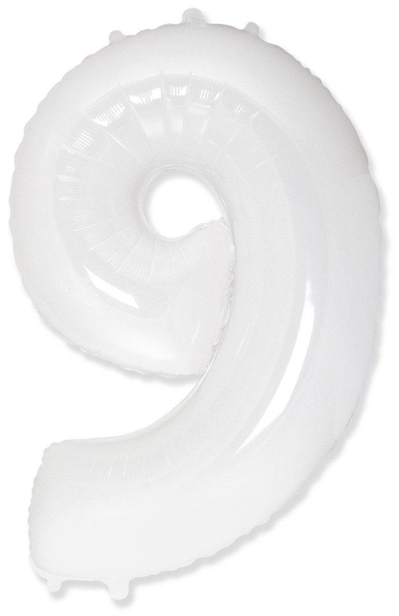 Куля цифра "9" Колір: Білий. Розмір: 40"(100 см). Пр-во: FlexMetal (Іспанія)