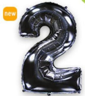 Куля цифра "2" Колір: Чорний. Розмір: 40"(100 см). Пр-во: FlexMetal (Іспанія)