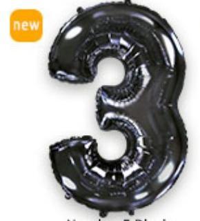 Куля цифра "3" Колір: Чорний. Розмір: 40"(100 см). Пр-во: FlexMetal (Іспанія)