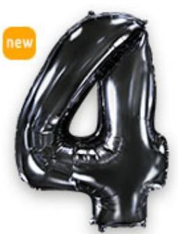Куля цифра "4" Колір: Чорний. Розмір: 40"(100 см). Пр-во: FlexMetal (Іспанія)