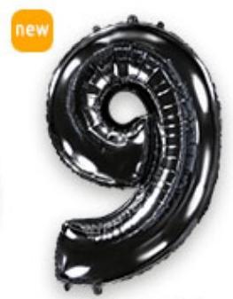 Куля цифра "9" Колір: Чорний. Розмір: 40"(100 см). Пр-во: FlexMetal (Іспанія)