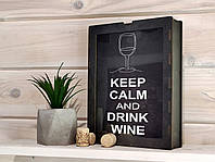 Скарбничка для винних корків keep calm and drink wine 25*20*8см