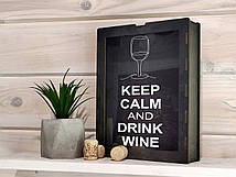 Скарбничка для винних корків keep calm and drink wine 25*20*8см