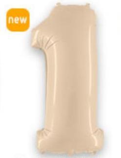 Куля цифра "1" Колір: Кремовий сатин. Розмір: 40"(100 см). Пр-во: FlexMetal (Іспанія)