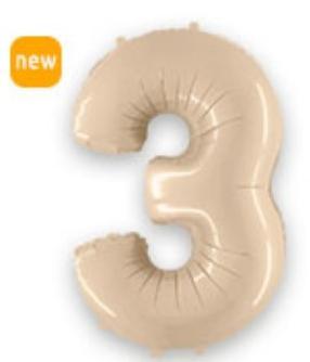 Куля цифра "3" Колір: Кремовий сатин. Розмір: 40"(100 см). Пр-во: FlexMetal (Іспанія)