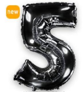 Куля цифра "5" Колір: Чорна. Розмір: 40"(100 см). Пр-во: FlexMetal (Іспанія)